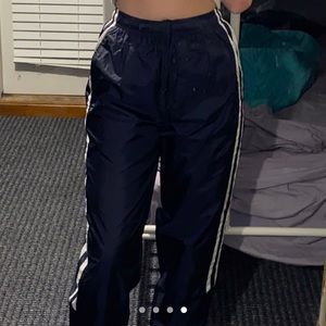 Women’s White Striped Blue Track Pants